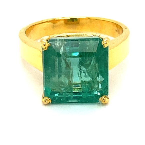 GIA Certified Emerald 10.17ct Solid 18K Gold Ring - Picture 1 of 7